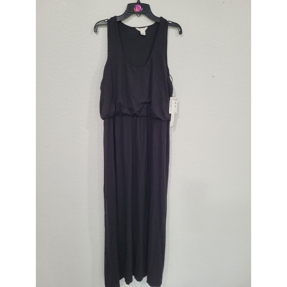 Caslon Womens Black Sleeveless Scoop Neck Blouson Waist Maxi Dress Large NWT #22